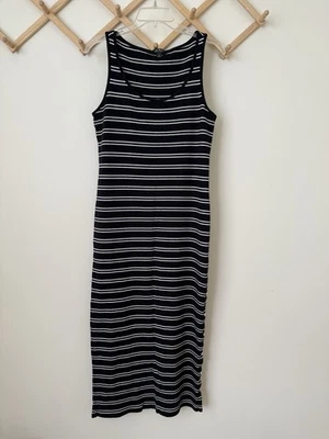 Lauren Ralph Lauren Black Label Striped Tank Maxi Dress XL Gold Button - Image 1 of 4