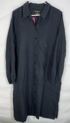 NWT Lilly Pulitzer Bethanne Long Sleeve Button Front 100% Linen Dress Black - 12 - Image 1 of 4
