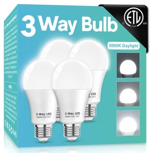 Gonhom ETL Listed 3 Way LED Light Bulbs Daylight White 5000K,30 70 100W Equiv... - Picture 1 of 8