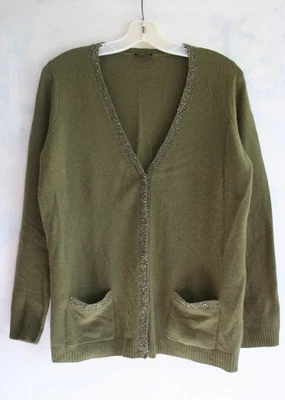 Talbots бисером кардиган свитер M ягненка шерсти Angora v-образным вырезом карманы - Изображение 1 из 4