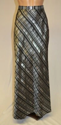 Falda Formal After Dark Vintage Años 80 90 Plateada y Negra a Cuadros Talla 8 Foto 1 de 2