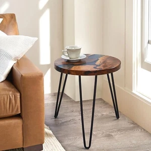 Resin Round Side Table Epoxy End Table Coffee Table Mid Century Modern Decor - Picture 1 of 45