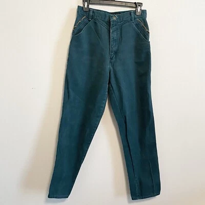 Vintage Silverlake Wrangler High Rise Green Lace Up Straight Leg Jeans Size 27 - Image 1 of 4