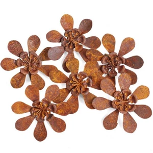 Package of 12 Rusty Tin 3" Flowers on Wood Clothespins - Picture 1 of 4