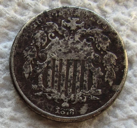 1872 Shield Nickel Rare Key Date Mid Grade Detail Corroded Cover