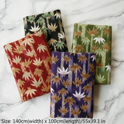 Japanese Cotton Fabric Maple Leaf Retro Kimono Yukata Curtain Craft Floral - Image 1 of 4