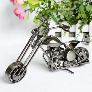 Vintage Handmade Iron Art Metal Motorcycle Sculpture Motorbike Model Home Decor - Picture 1 of 24