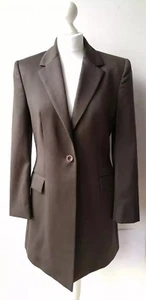 VERSUS Gianni Versace JACKET UK10 30/44 100% wool brown collared tunic length - Picture 1 of 20