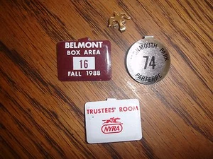 VTG '88 AQHA KY DERBY NYRA MONMOUTH BELMONT PARK ALYSHEBA OWNER SCHARBAUER BADGE - Imagen 1 de 2