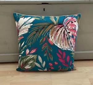 Porter and Stone ST Barts tropical palm Leaf botanical Teal cushion cover/sham - Picture 1 of 5