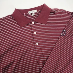 Peter Millar Polo Long Sleeve Shirt Golf Burgundy Striped Size XL - Picture 1 of 9