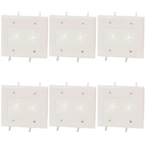 6 Pcs 2 Gang Low Voltage Flexible Opening Wall Plate Pass Through AV Cable White - Picture 1 of 4