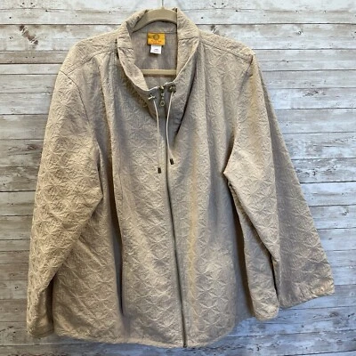 Ruby Rd. Womens Size 24W Jacket Beige Lightweight Full Zipper Drawstring Collar - Image 1 of 4