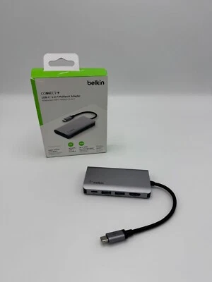 Belkin USB-C 4-in-1 Multiport Adapter-(AVC006btSGY)–HDMI, USB-A, USB-C, Ethernet - Image 1 of 3