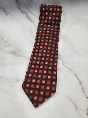 CORBATA HOMBRE VALERIO GARATI HECHA A MANO 100% SEDA ROJO OSCURO GEOMÉTRICA Foto 1 de 4