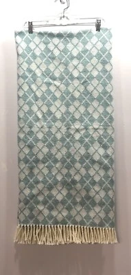 Docofil White Label Geometric Light Teal Cotton Throw Blanket 71x51 Portugal EUC - Image 1 of 4