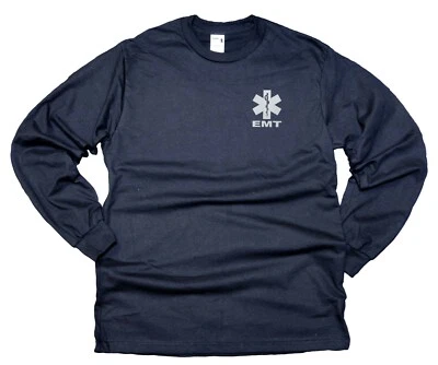 EMT Cotton Long Sleeve T-Shirts with Reflective Decoration, Both Front and Back - Image 1 of 4