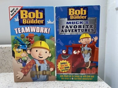 Bob The Builder VHS Tape Lot Mucks Favorite Adventures 2003, Teamwork 2004 HTF - Image 1 of 4
