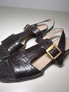 Salvatore Ferragamo Damen braun Leder Italien offene Zehenpartie Riemchensandalen Größe 7,5 - Bild 1 von 9