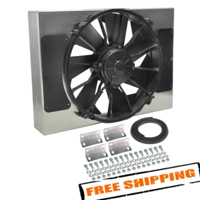 Derale 16814 High Output Single 12'' Electric RAD Fan/Aluminum Shroud Kit - Image 1 of 4