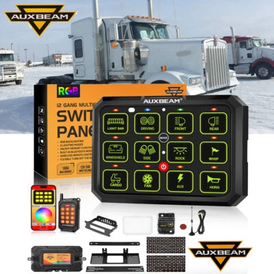 Панель переключателя светодиодных фар AUXBEAM RGB 12 Gang для грузового автомобиля Mack Semi Truck - Изображение 1 из 4
