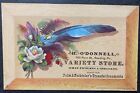 Victorian Trade Card H O'Donnell Variety Store 1882 Reading PA, Scraps, Transfer