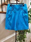 Ashley Stewart Women Solid Blue Cotton Mid Rise Buttons Front Casual Shorts 18W