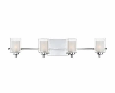 Luz LED para tocador de baño Quoizel Kolt 4 luces 29"W con vidrio transparente y arena Foto 1 de 4