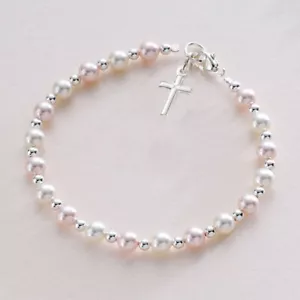 Christening Bracelet for Baby Girl, Child, Gift for Goddaughter, Daughter etc - Picture 1 of 8