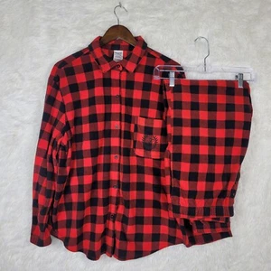 PINK By Victoria's Secret XL Red Plaid Flannel Pajama Set - Picture 1 of 16