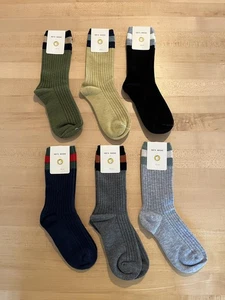 Kids Socks 10-13 Years 6 Pack Boys Girls Crew Wool Blend Ribbed Assorted Colors - Picture 1 of 4