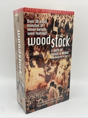 Woodstock: 3 Days Of Peace And Music Directors Cut, VHS, 2 Cassettes, SEALED NEW - Image 1 of 4