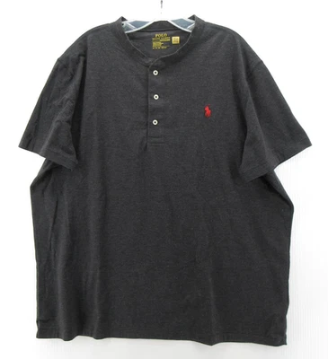 Polo Ralph Lauren Hombres XL Gris Henley Performance Pullover Rojo Poni Golfista Foto 1 de 4