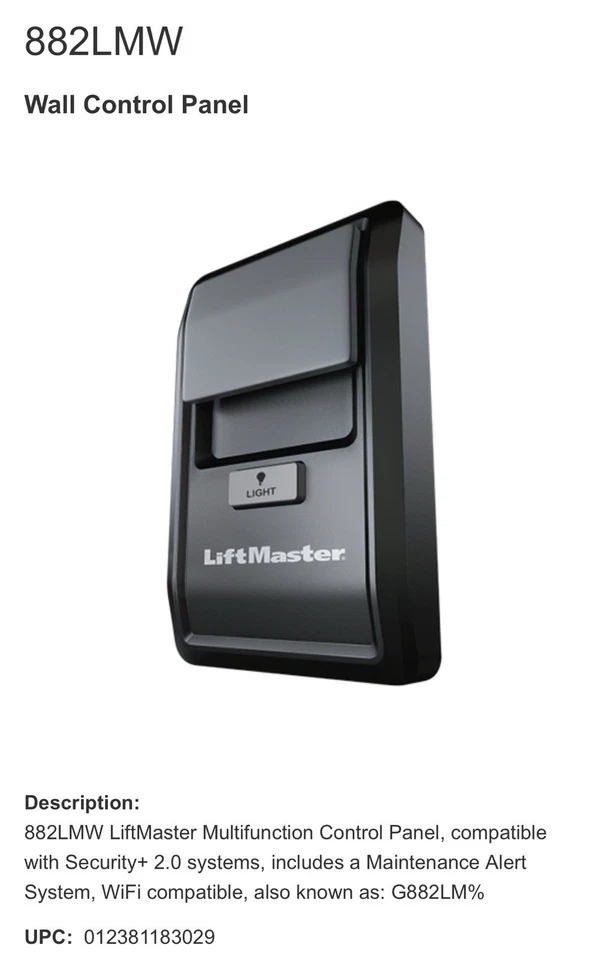 Liftmaster 882LMW настенная панель управления открывателем гаражных дверей MyQ подлинный изготовитель оборудования - Изображение 1 из 1