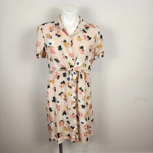 Seraphine Maternity Nursing Pink Floral Viscose Knot Front Dress Women's Size 6 - Picture 1 of 8
