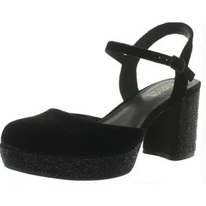REACTION KENNETH COLE Indya Crystal Pavè Platform Velvet women's Pump Black 11 - Picture 1 of 7