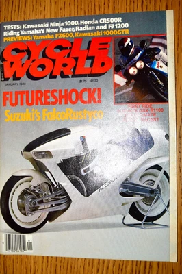 Cycle World Magazine January 1986 Kawasaki Ninja 1000 Honda CR500R FZ600 1000GTR Foto 1 de 3