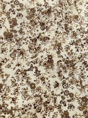 Vintage Concord Fabric Brown Butterfly Flowers on Cream Calico 1.25Y x 44"W - Image 1 of 3