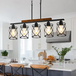 Farmhouse Dining Room Light Fixture Over Table, Modern 5-Light Kitchen Island... - Picture 1 of 7