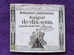 Französische Revolution: Assignat de dix sous 1792 - Bild 1 von 2