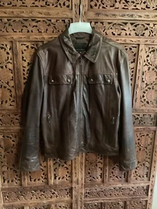 Banana Republic Mens soft cognac Leather Jacket Size Large (runs slim) - Picture 1 of 12