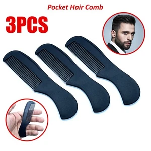 4.5 inch Black Styling Essentials Round Handle Black Comb Pocket Pack of 3 - Picture 1 of 4