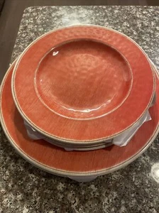 PIER 1 Patio Coral MELAMINE 4 dinner and 4 Salad Plates. DISCONTINUED - Picture 1 of 3