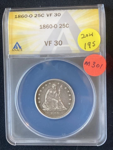 1860-O Seated Liberty Quarter M301 Cover