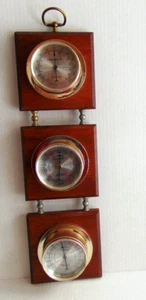 Springfield Real Wood 3 Gauge Weather Station HYGROMETER/ THERMOMETER/ BAROMETER - Picture 1 of 5