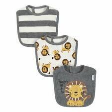 Gerber Baby Boys Bibs Hungry As A Lion & Stripes 3 PK 75% Cotton 25% Poly Terry