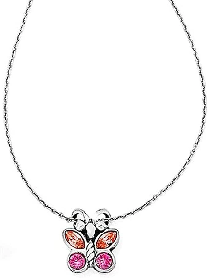 Nuevo Collar Mariposa Plata Pequeño Brillo Cristal Swarovski Rosa Brighton Foto 1 de 1