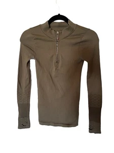 FREE PEOPLE Movement Womens SLAY Top Long Sleeve Quarter Zip Green Size XS-S - Picture 1 of 6