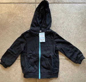 OKIE DOKIE UNISEX FULL ZIP W/ POCKETS SWEATSHIRT SIZE 2T BLACK W/TURQUOISE NWT - Picture 1 of 6