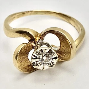 Vintage JTC 14k massiver Gelbgold Diamant Ehering, Größe 6,5, 3,2g Beschädigung - Bild 1 von 12